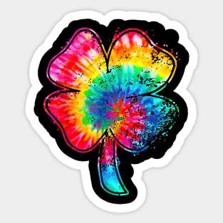 Tie Dye Shamrock Lucky Four Leaf Happy St Patrick's Day Sticker